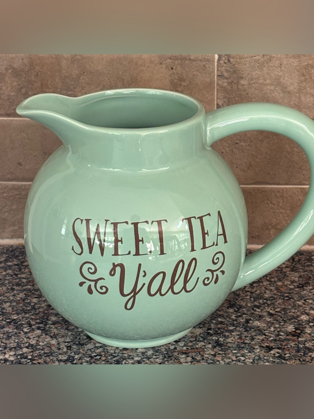 Sweet Tea Y'all Ceramic Pitcher - Mint Green